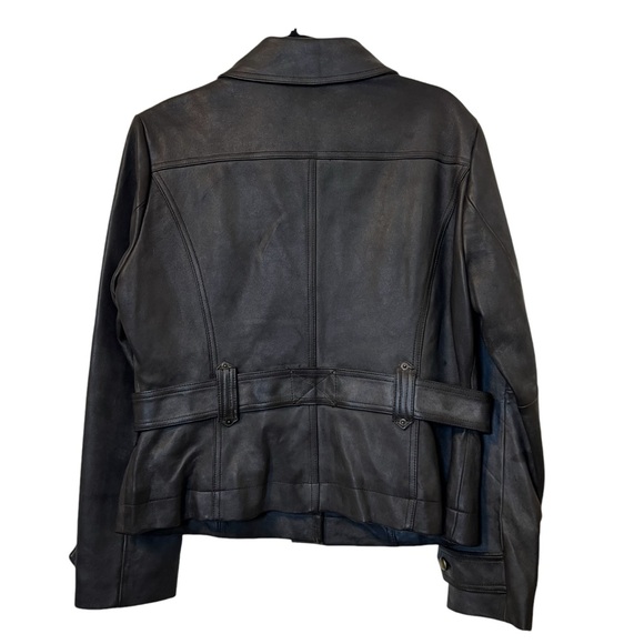 NWT Michael Michael Kors brown button up lined leather jacket size XL. - Picture 2 of 10